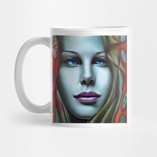 portrait in blue Mug